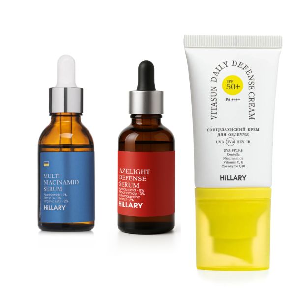 Набор против жирности, воспалений и пигментных пятен SPF50+ Hillary Anti-Blemish & Oil Control Set with SPF50+