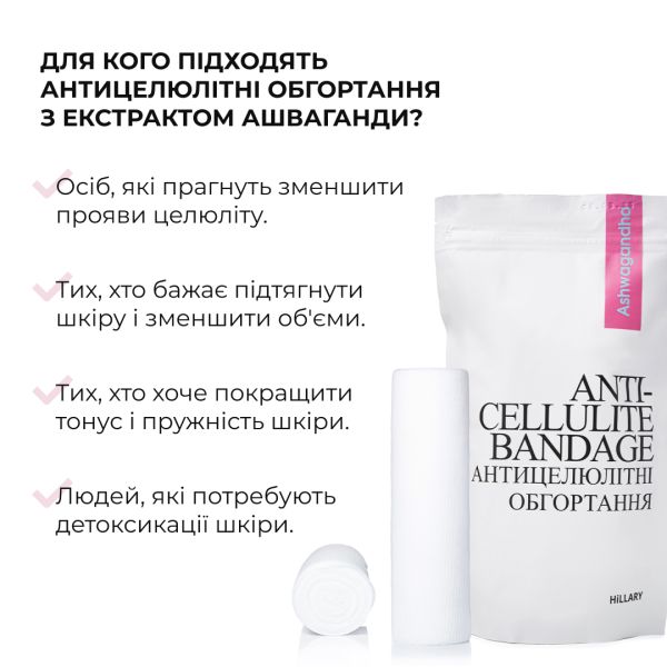 Антицеллюлитные моделирующие обертывания для тела с экстрактом ашваганды Hillary Ashwagandha Hot Slim