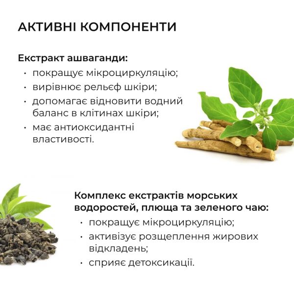 Антицеллюлитные моделирующие обертывания для тела с экстрактом ашваганды Hillary Ashwagandha Hot Slim