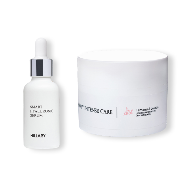Гиалуроновая сыворотка Smart Hyaluronic + Крем для жирной и проблемной кожи Tamanu & Jojoba