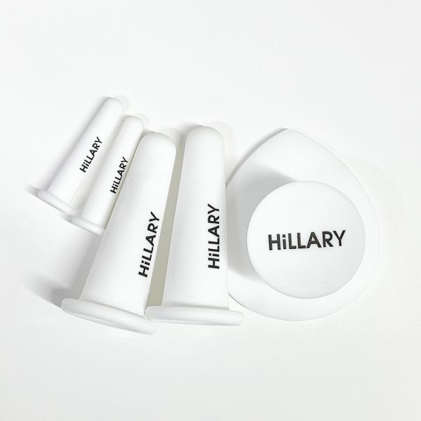Набор Вакуумных банок для массажа лица Hillary + Силиконовый массажер