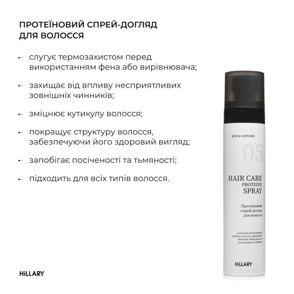 Протеиновый спрей-уход для волос Hillary Rise & Cannabis Hair Care Protein Spray, 100 мл