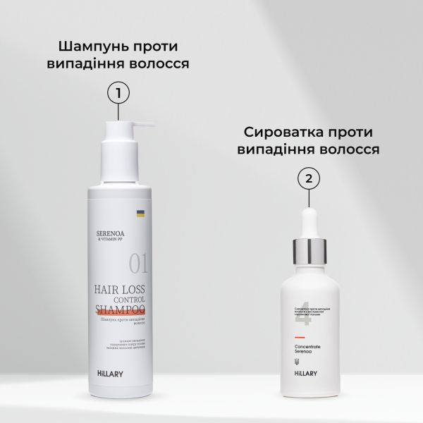 Шампунь + сыворотка против выпадения волос Hillary Serenoa & РР Hair Loss Control