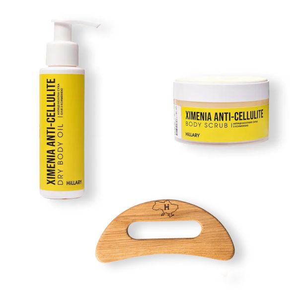 Скребок гуаша для тела + Антицеллюлитные средства Химения Anti-cellulite