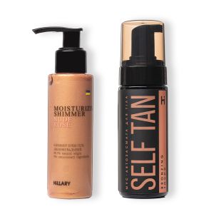 Шиммер крем-гель Hillary Nudе Rose + Мусс-автозагар для тела Self Tan Bronzing Touch