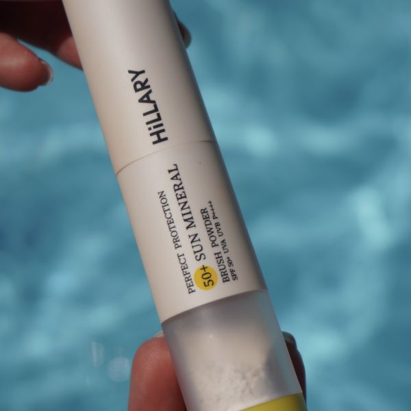 Солнцезащитная минеральная пудра прозрачная с SPF 50+ Hillary Perfect Protection Зеленый блестящий блестящий порошок зерен Matte SPF 50+, 4г