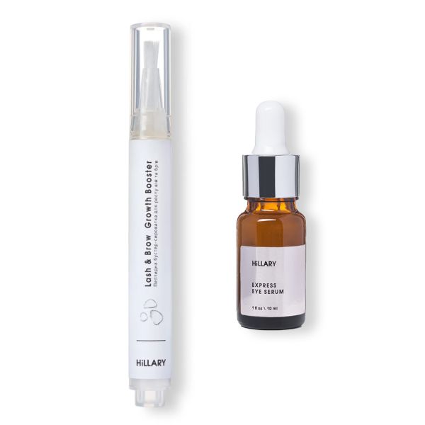 Пептидная бустер-сыворотка для роста ресниц и бровей Hillary Lash&Brow Growth Booster + Экспресс сыворотка вокруг глаз Hillary Express Eye Serum