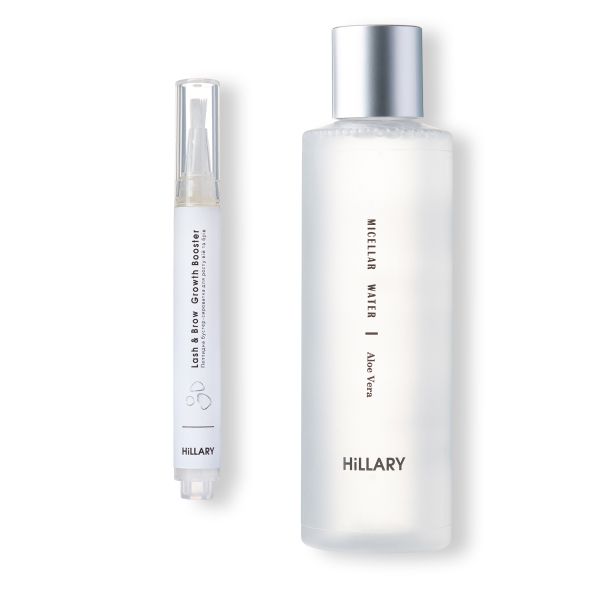 Пептидная бустер-сыворотка для роста ресниц и бровей Hillary Lash&Brow Growth Booster + Мицеллярная вода Hillary MICELLAR WATER Aloe Vera